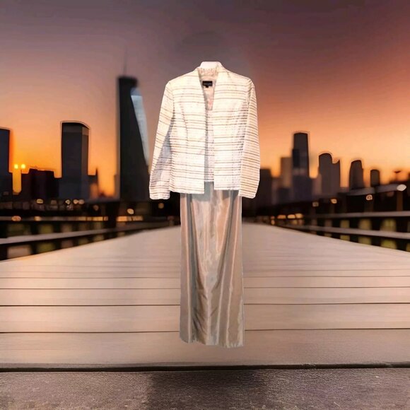 2pc formal dress size 4 eveningwear XScape by Lawrence Kurtz Woman's Champagne - Picture 3 of 12